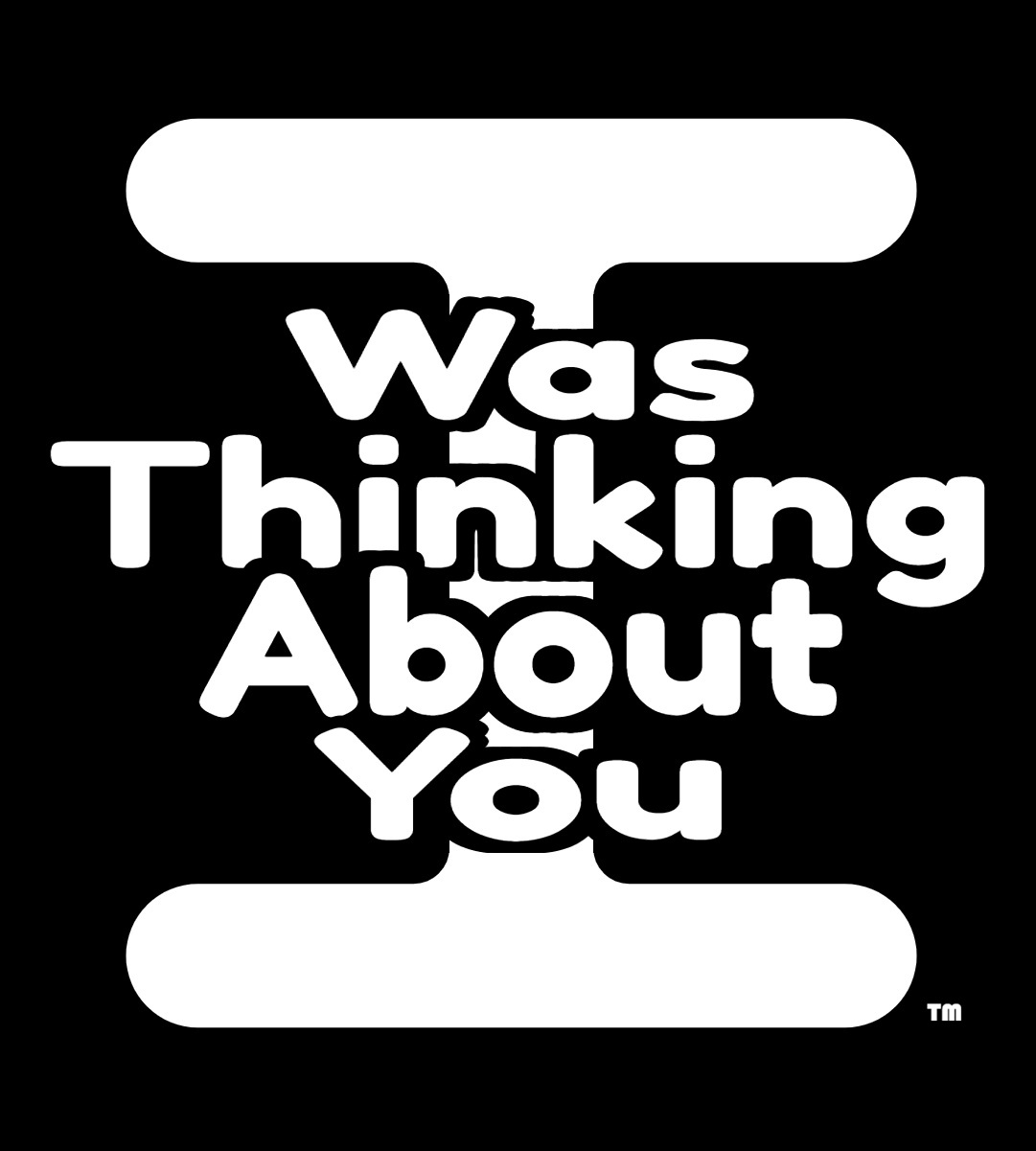 KNDNK 5-Word Challenge Logo: The phrase 'Was Thinking About You' hugging a large, rounded letter I